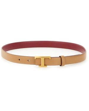 Tod's Reversible "T Timeless" Belt - Natural