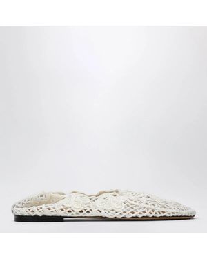 Odissi Iris Crochet Ballerina Flats - White