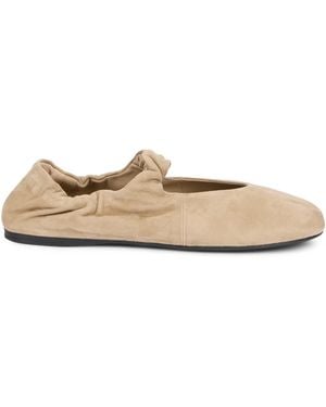 Miu Miu Ballet Slippers With Elastic - Natural