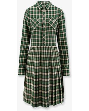 Celine Tartan Wool Mini Dress - Green