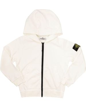 Stone Island Hoodie With Full-Length Zip - White