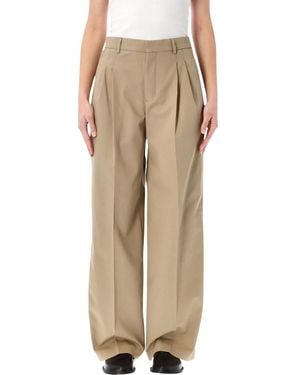 Ami Paris Wide-Leg Trousers - Natural
