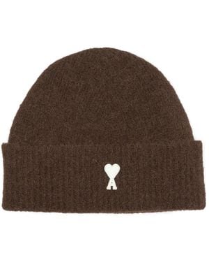 Ami Paris Alpaca Beanie - Brown