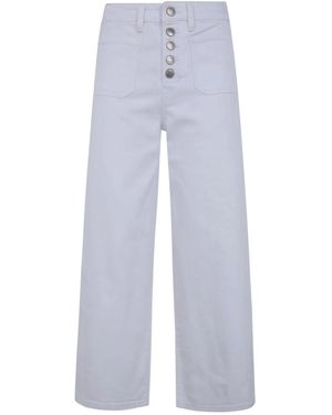 Ralph Lauren "Saira" Cropped Wide Leg Jeans - Blue