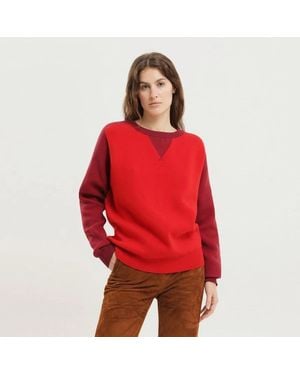 1989 STUDIO Color Block Crew Neck Sweater - Red