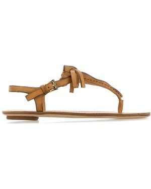 Prada Leather Thong Sandals - Brown