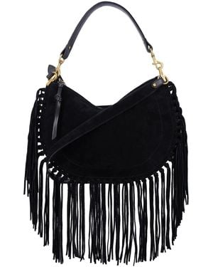 Isabel Marant Oskan Soft Zip Fringe - Black