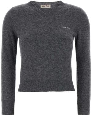 Miu Miu Style Virgin Wool Jumper For - Grey