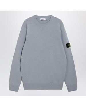 Stone Island Ash Virgin Wool Blend Crew-Neck Jumper With Compass Logo - Grey