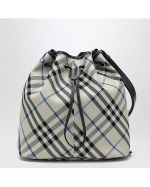 Burberry Medium Bucket Bag With Lichen-Colour Check Pattern - Gray
