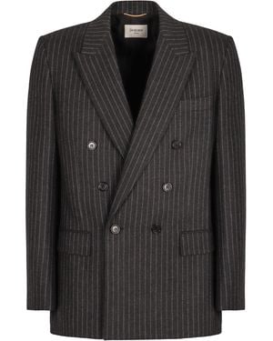 Saint Laurent Double-Breasted Wool Jacket - Black