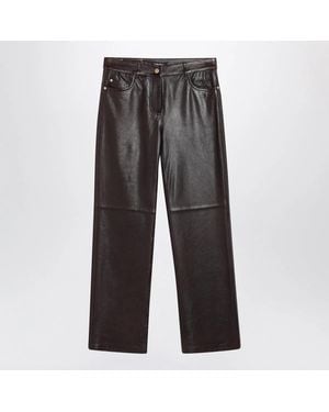 Max Mara Lamb Nappa Leather Pants - Gray