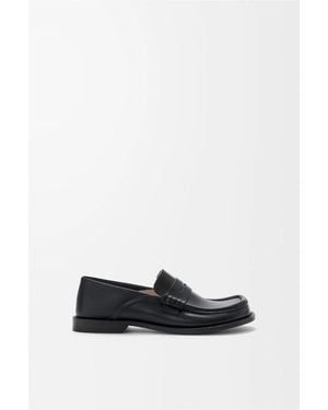 Loewe Campo Flap Back Calfskin Loafers - White