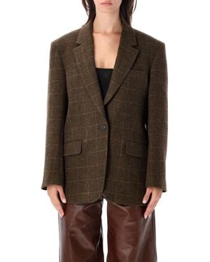 Rohe Oversized Check Wool Blazer - Brown
