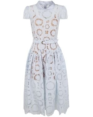 Self-Portrait Floral Lace Midi Dress - Blue