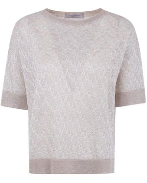 D.exterior Z-Line Lux Short Sleeves Round Neck Sweater - Gray