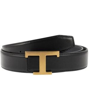 Tod's Logo Buckle Leather Belt - Black