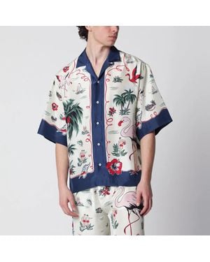 DSquared² Aloha Souvenir Silk Bowling Shirt - Blue