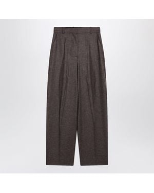 TOTEME Taupe Highwaisted Flannel Pants - Gray