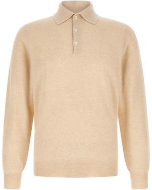 Brunello Cucinelli Cashmere Knit Polo Shirt - Natural