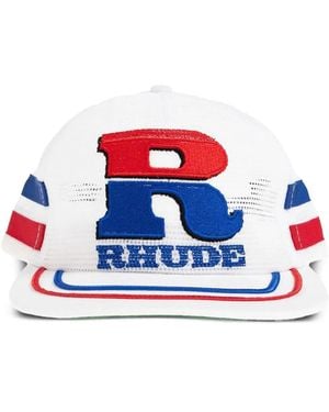 Rhude Split Petrol Mesh Trucker Hat - White