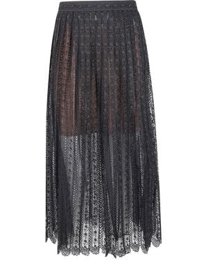Self-Portrait Organza Lace Midi Skirt - Gray