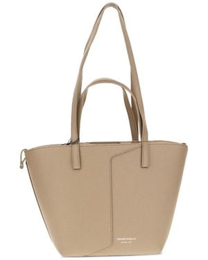 Emporio Armani Small Leather Tote Bag - Natural