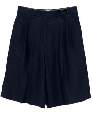 Brunello Cucinelli Viscose Linen Bermuda - Blue