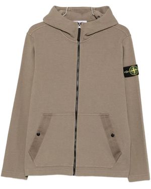 Stone Island Cotton Ribbed Hooded Jacket - Brown