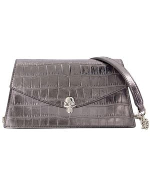 McQueen Skull Mini Clutch - Grey