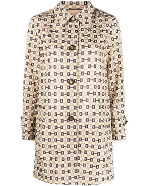 Gucci Horsebit Print Nylon Coat - White