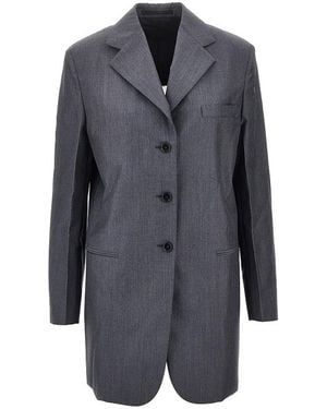 Jil Sander Fil-À-Fil Wool Tailored Jacket - Blue