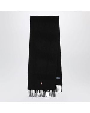 Polo Ralph Lauren Wool Scarf With Fringes - Black