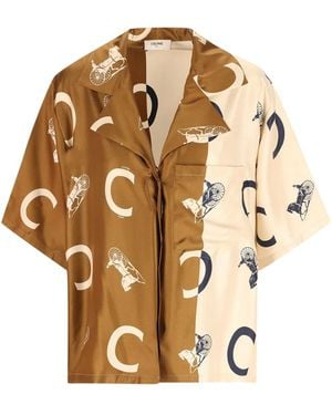Celine Sulky-Print Silk Shirt - Metallic
