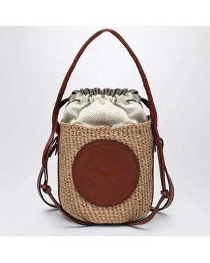 Chloé Rafia And Leather Bucket Bag - Brown