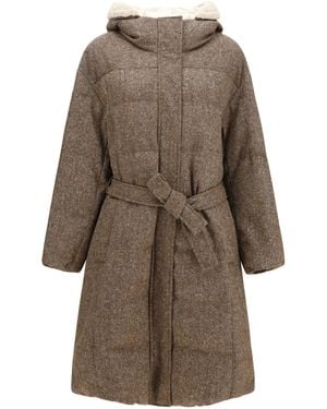 Brunello Cucinelli Long Padded Coat Marrone - Natural