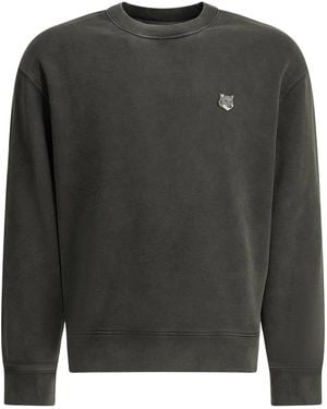 Maison Kitsuné Fox Head Faded Crew Neck Sweatshirt - Grey