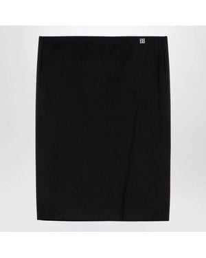 Givenchy Wool Skirt With Metal Button 4G - Black