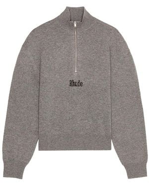 Rhude Quarter-Zip Knit Top - Grey