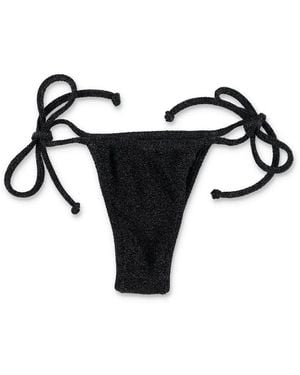 Reina Olga Carioca Lurex Adjustable Bikini Bottom - Black
