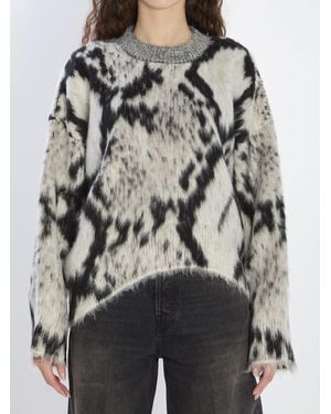 The Attico Python-Print Sweater - Gray