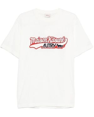 Autry X Maison Kitsune T-Shirt With Logo - White