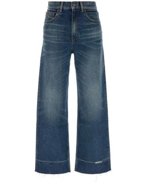 Chloé Faded Frayed-Hem Bootcut Jeans - Blue
