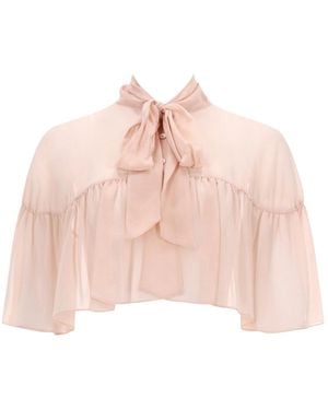 Max Mara Silk Cape With Bow - Pink