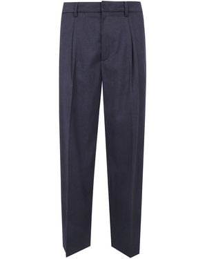DUNST Pleated Semi-Wide Slacks - Blue