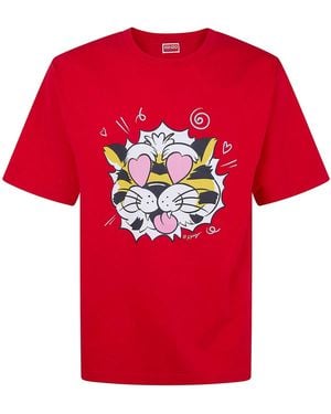 KENZO Oversized Cotton T-Shirt Wild Tiger' - Red