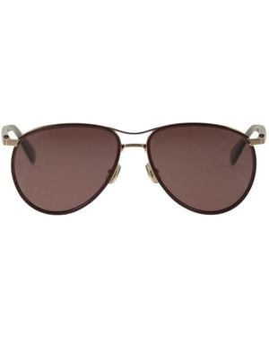 Brunello Cucinelli Titanium Aviator Sunglasses With Polarised Lenses - Brown