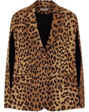 Federica Bonifaci 'Cape Leopard' Blazer - Brown