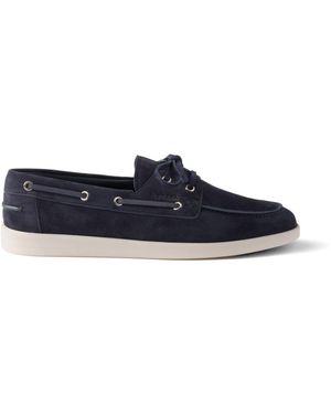 Prada Bleached Suede Boat Shoes in Natural for Men | Lyst display picture 1