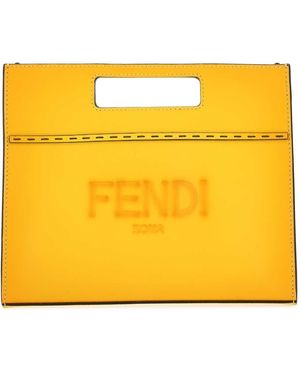 Fendi Leather Shoulder Crossbody Bag - Yellow